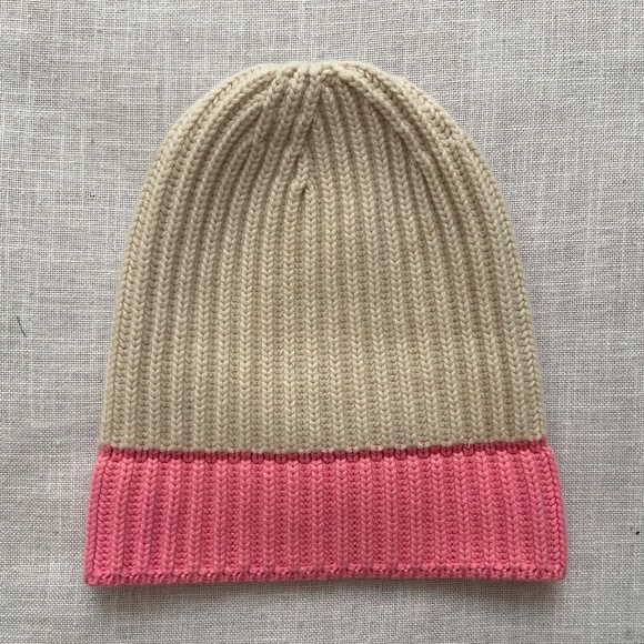 William Lockie Cashmere Cream Pink Ribbed Cuffed Beanie Hat Made in Scotland NEW - Picture 8 of 9